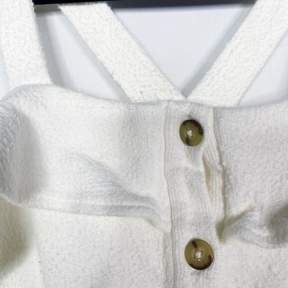 Madewell Texture & Thread Small White Ruffle Tie Front Tank Cotton Button Front - Picture 5 of 11